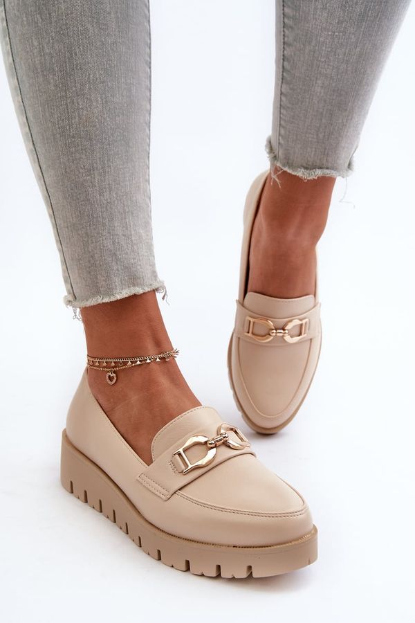 PE1 PE1 Women's Platform Moccasins with Light Beige Decoration Kaldina
