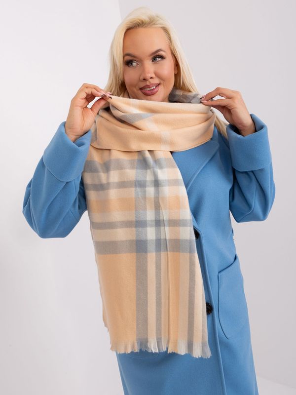 Fashionhunters Peachy gray elegant plaid scarf