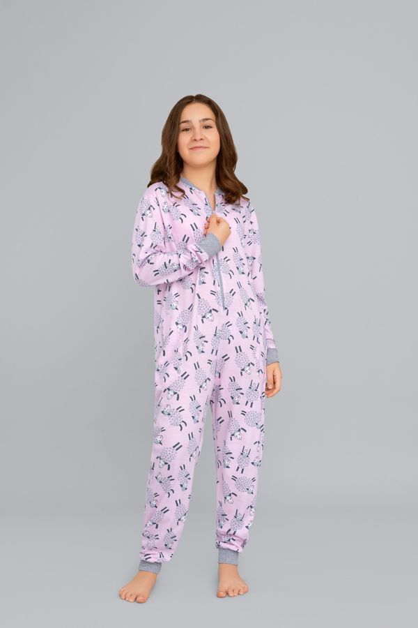 Italian Fashion Pecora girls' jumpsuit with long sleeves, long trousers - print