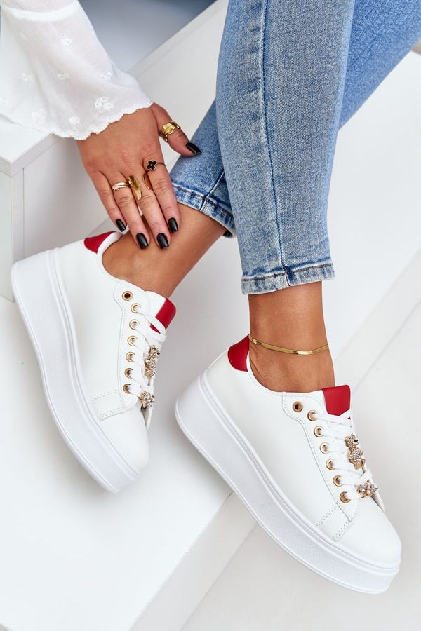 PG2 PG2 Eco Leather Sneakers With Pins White-Red Enalirae