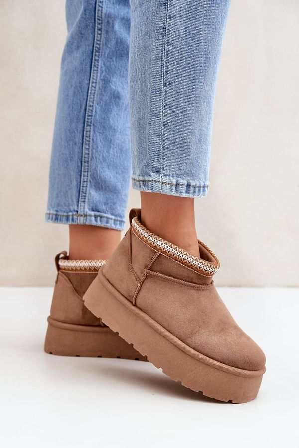 PG2 PG2 Platform Snow Boots With Decorative Embroidery Light Beige Heslania