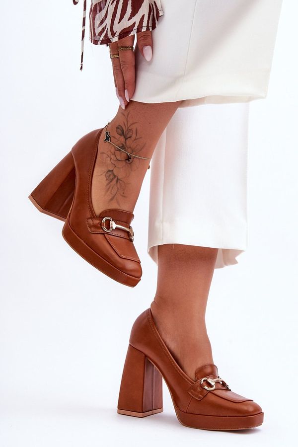 PH2 PH2 Stylish Leather Pumps Camel Rouse