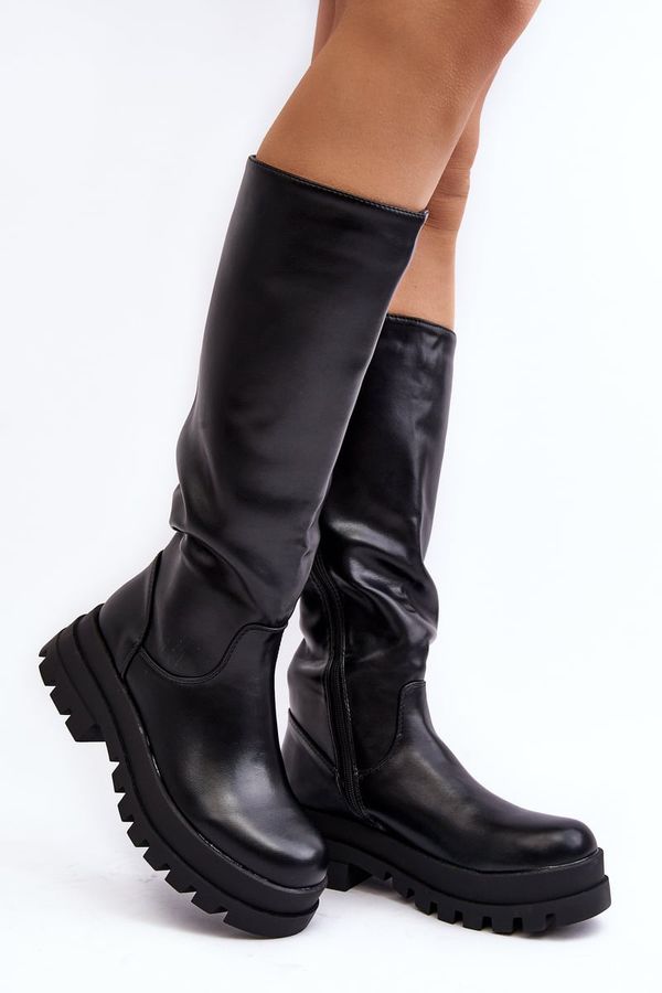 PH2 PH2 Women's black knee-high boots with a thick sole Beatrizia