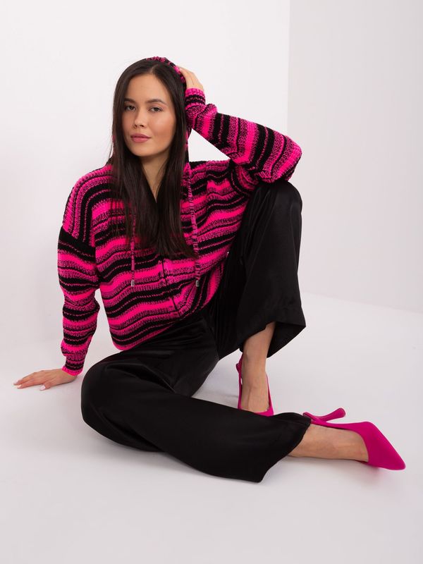 Fashionhunters Pink and black cardigan with zipper
