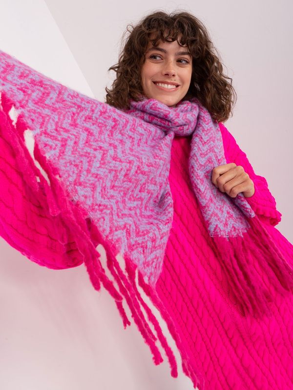 Fashionhunters Pink and blue women's knitted scarf