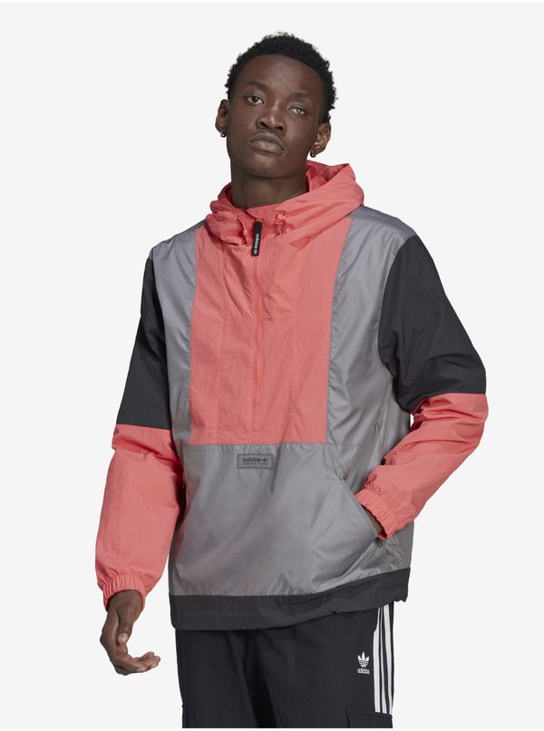 Adidas Pink and Grey Men's Lightweight Hooded Jacket adidas Originals - Men