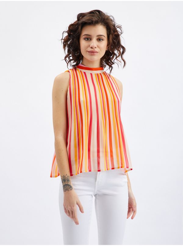 Orsay Pink and orange women's striped blouse ORSAY
