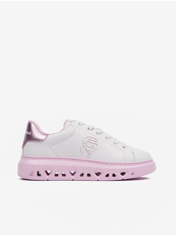 Karl Lagerfeld Pink and white women's leather sneakers KARL LAGERFELD Kapri Kite Karl - Women