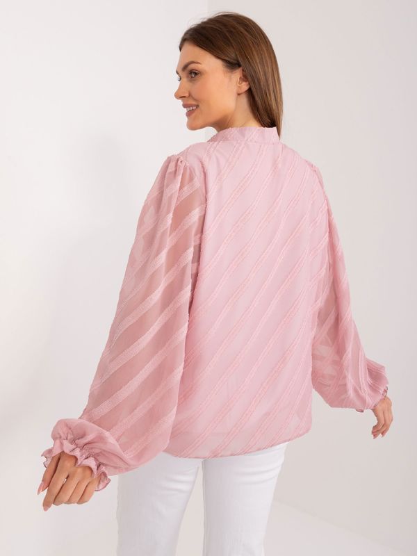 Fashionhunters Pink classic shirt with puffy sleeves