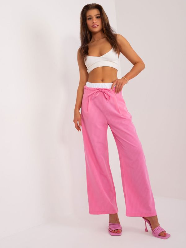Fashionhunters Pink fabric trousers with ties