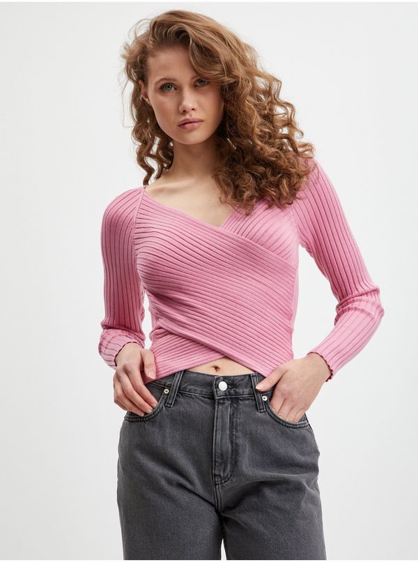 Guess Pink Ladies Ribbed Sweater Guess Sabine - Women