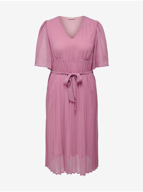 Only Pink pleated midi-dresses ONLY CARMAKOMA Celina - Ladies