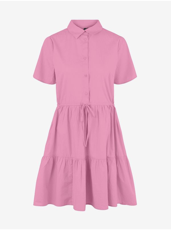 Pieces Pink Short Shirt Dress Pieces Valdine - Women