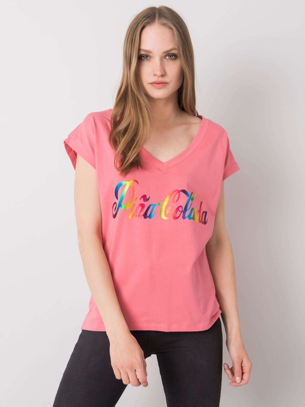 Fashionhunters Pink T-shirt with colorful print
