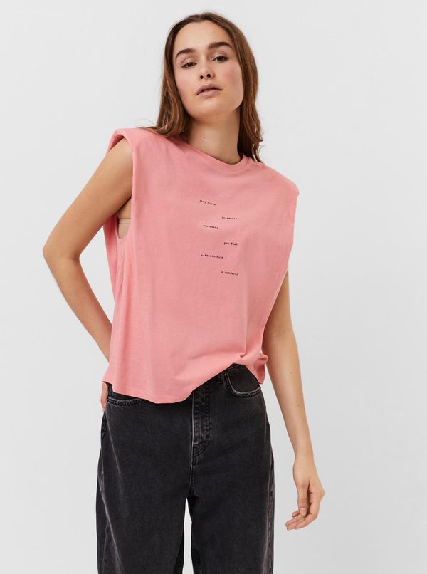 Vero Moda Pink T-shirt with inscription VERO MODA Hollie - Women