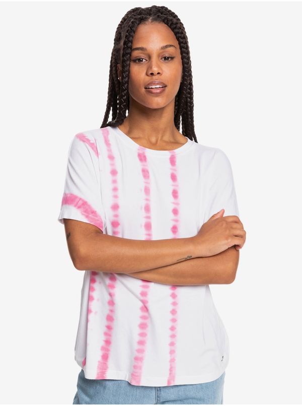 Roxy Pink-White Women's Patterned T-Shirt Roxy Over The Rainbo - Women