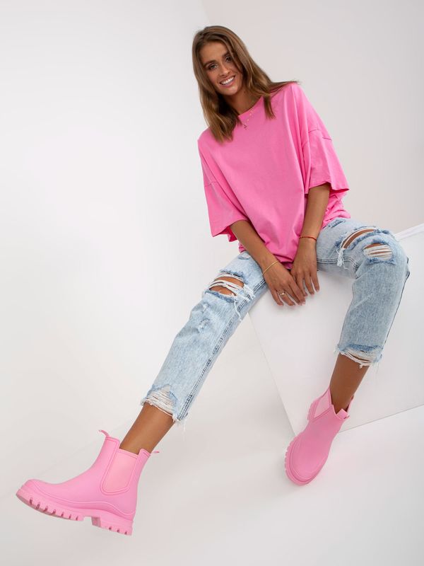 Fashionhunters Pink Women's Basic Cotton Blouse
