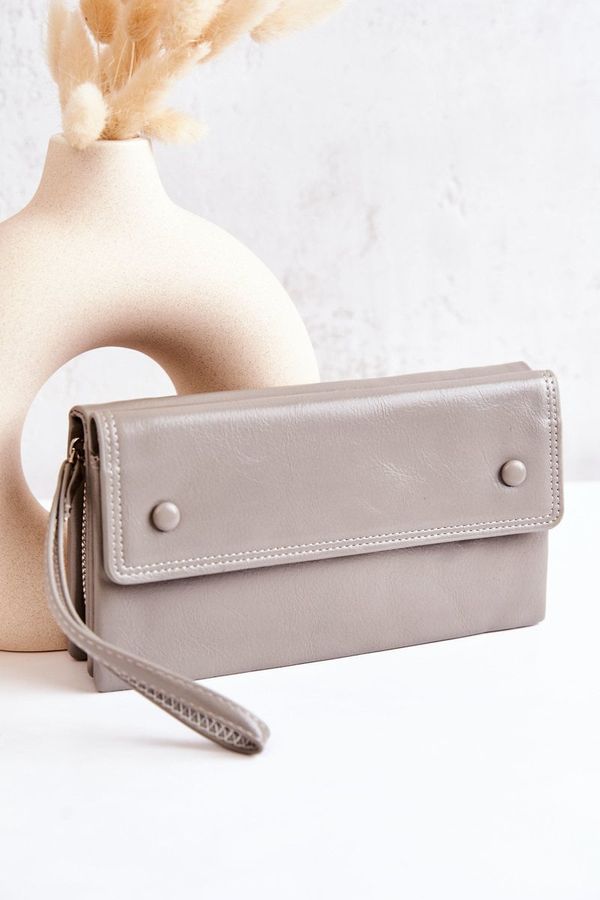 PL3 PL3 Large Leather Wallet On Zipper Grey Loreaine