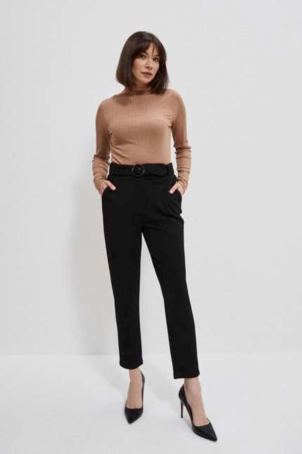 Moodo Plain trousers with decorative belt