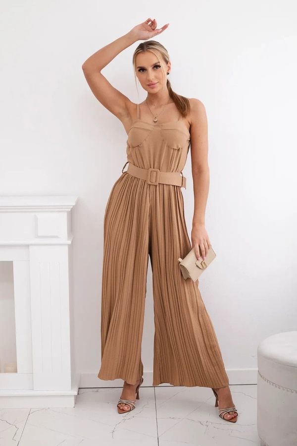 Kesi Pleated jumpsuit with camel straps