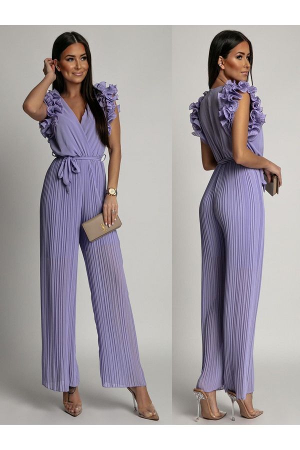 FASARDI Pleated jumpsuit with ruffles, lilac