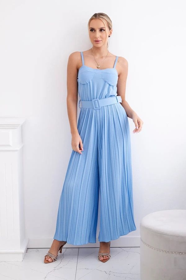 Kesi Pleated jumpsuit with straps in blue