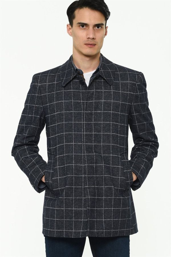 dewberry PLT8206 DEWBERRY MEN'S COAT-PATTERNED NAVY BLUE