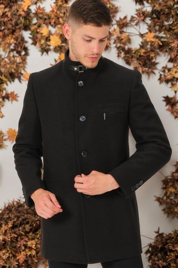 dewberry PLT8367 DEWBERRY MEN'S COAT-DARK PLAIN BLACK