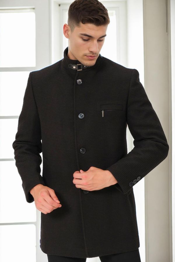 dewberry PLT8367 DEWBERRY MEN'S COAT-PLAIN BLACK-2