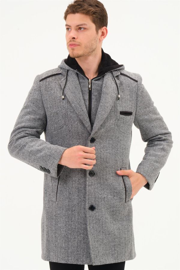 dewberry PLT8371 DEWBRRY MEN'S COAT-DIAGONAL BLACK- GREY