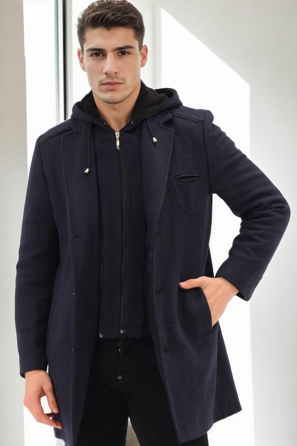 dewberry PLT8371 DEWBRRY MEN'S COAT-DIAGONAL NAVY BLUE-2