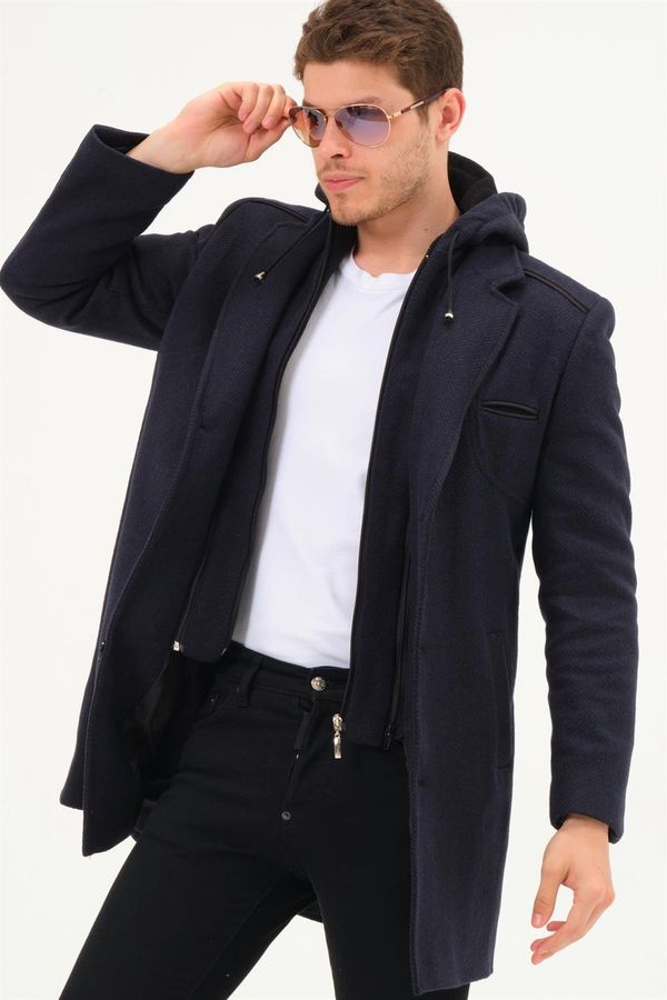 dewberry PLT8371 DEWBRRY MENS COAT-DIAGONAL NAVY BLUE