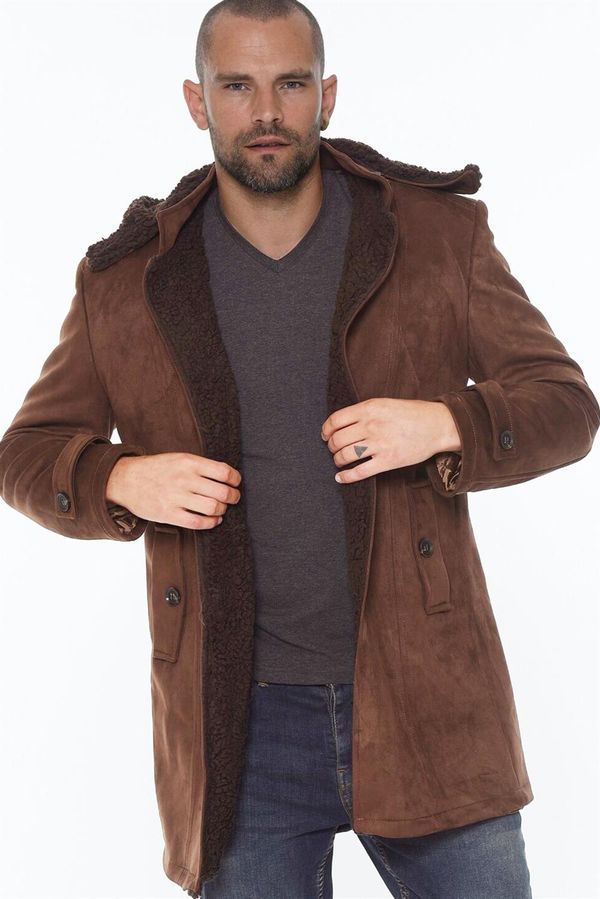 dewberry PLT8399 DEWBERRY SUEDE LOOK MEN'S COAT-OUTDOOR COFFEE