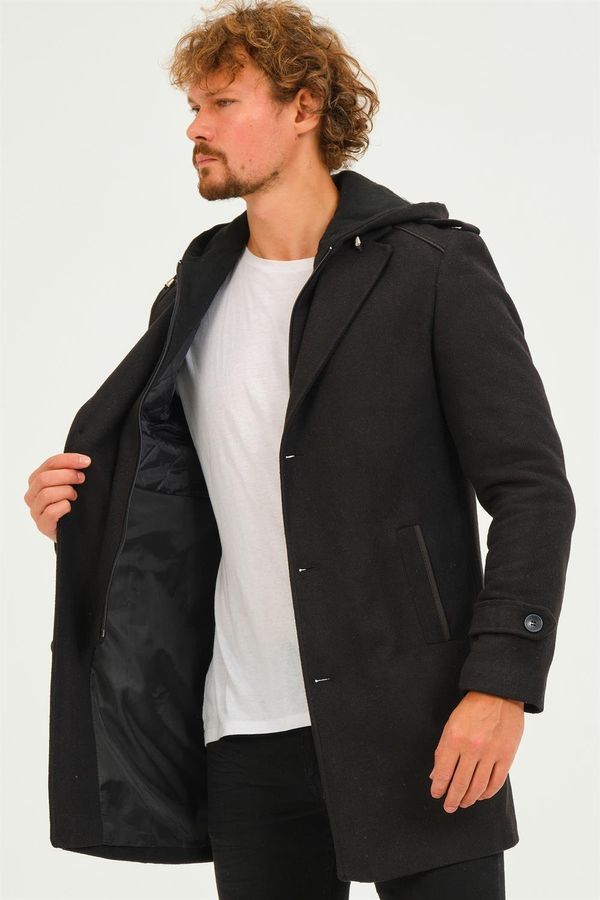 dewberry PLT8401 DEWBERRY MEN'S COAT-DIAGONAL BLACK