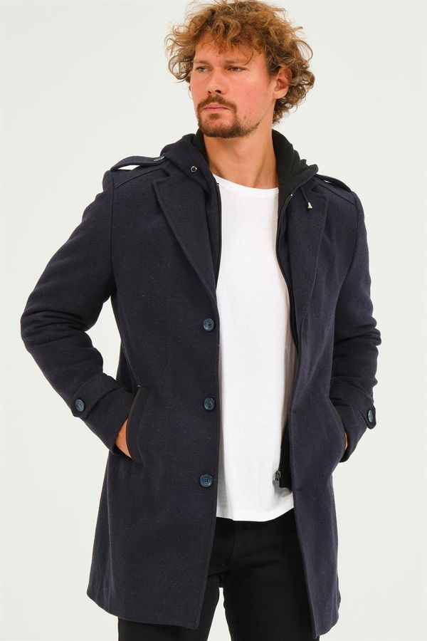 dewberry PLT8401 DEWBERRY MEN'S COAT-DIAGONAL NAVY BLUE