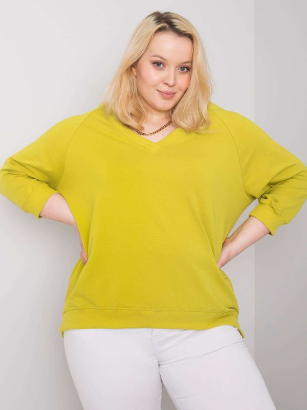 Fashionhunters Plus size Alexandria light green sweatshirt