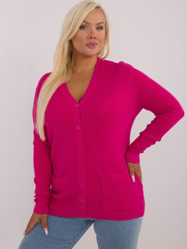 Fashionhunters Plus size fuchsia sweater with buttons