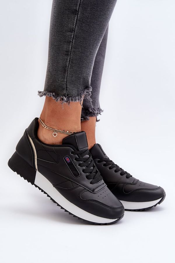 PM1 PM1 Black Leather Platform Lace-Up Sports Shoes Merida