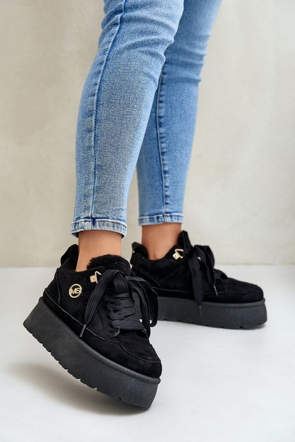 PM1 PM1 Fleece Lined Women's Platform Sneakers Black Velarisea