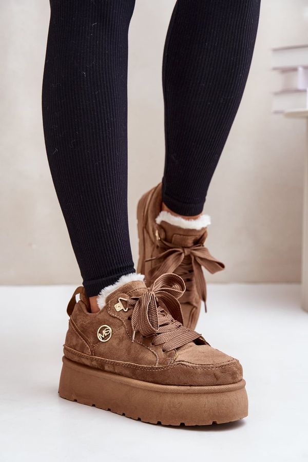 PM1 PM1 Fleece Lined Women's Platform Sneakers Brown Velarisea