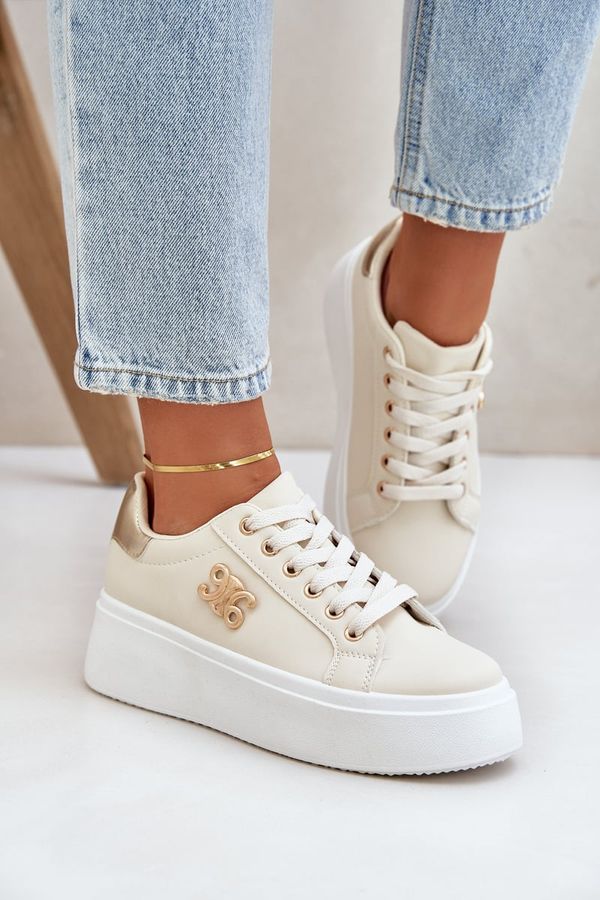 PM1 PM1 Women's Platform Sneakers Beige-Gold Temittes