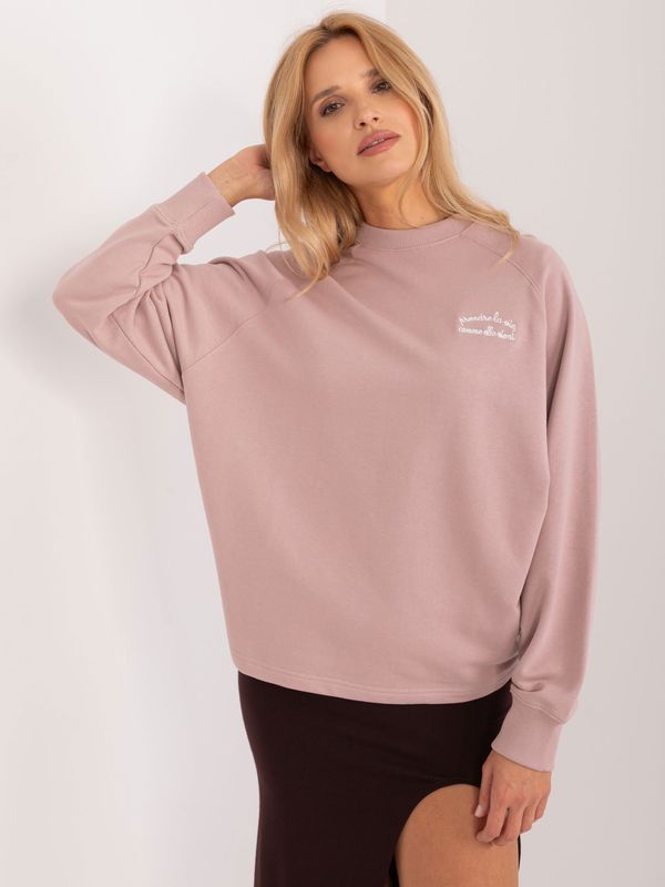 Fashionhunters Powder pink oversize sweatshirt with SUBLEVEL inscription