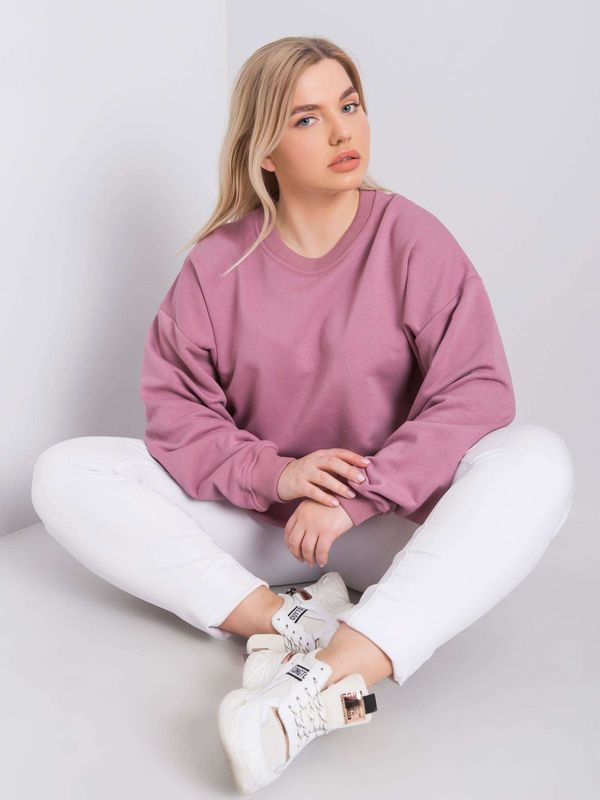 Fashionhunters Powder pink plus size hoodless sweatshirt