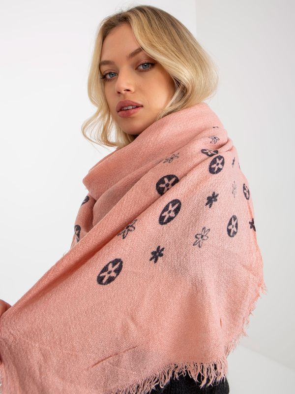 Fashionhunters Powdery pink women's scarf with print