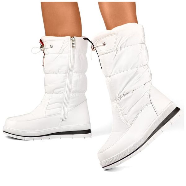 primohurt primohurt Women's white high snow boots, insulated winter boots with a drawstring