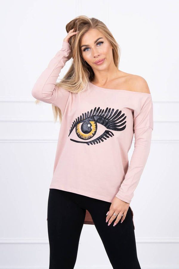 Kesi Printed blouse with a long back in dark powder pink