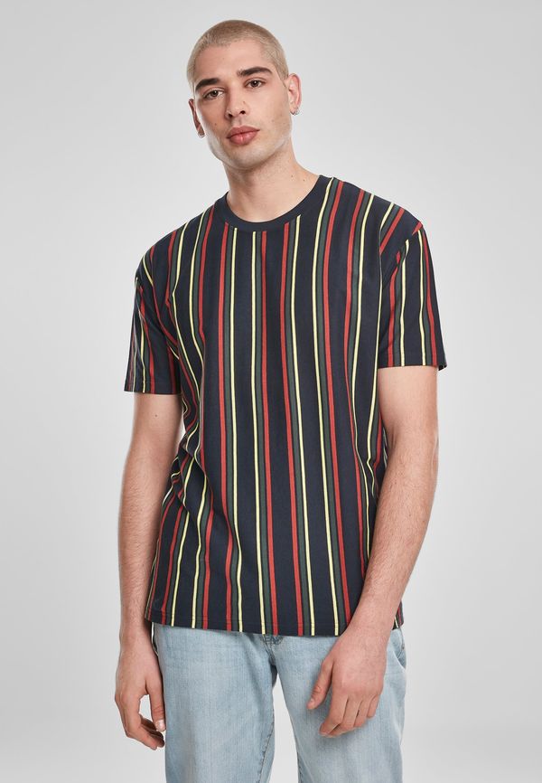 UC Men Printed Oversized Retro Striped Midnight Blonde/Tan T-Shirt