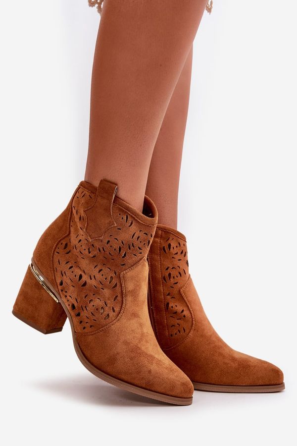 PS1 PS1 Lace-Up Women's Cowboy Boots with Heel Camel Iceda