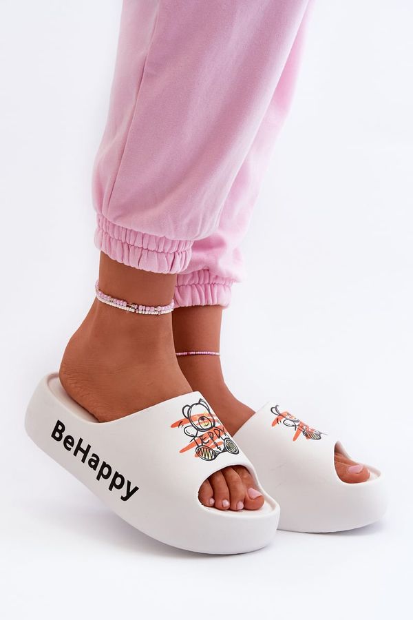 PS1 PS1 Light Women's Slides on Thick Sole with Plush White Serefina