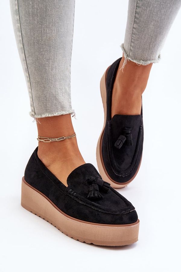 PS1 PS1 Women's Platform Loafers with Tassels Black Mialani